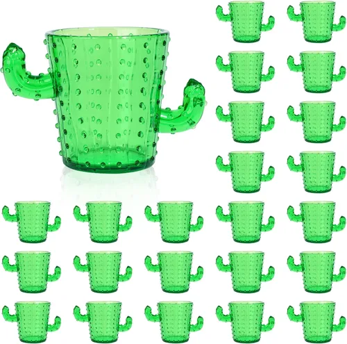 Miniatura 9 de ZZYFGH Vasos de chupito de cactus de plástico (juego de 12), 2 onzas, lindos vasos de tequila de cactus rosa para occidental, despedida de soltera