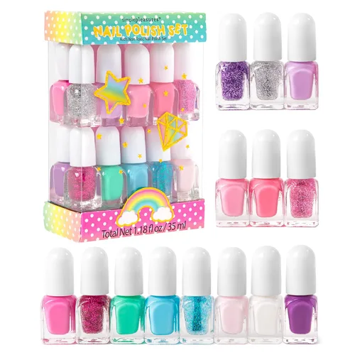 Miniatura 3 de SIMPLE PLEASURES Pink Capybara Kids Nail Polish Set for Girls – 14 Water-Based Non -Toxic Nail Art Kit - Gift Set for Ages 7-12