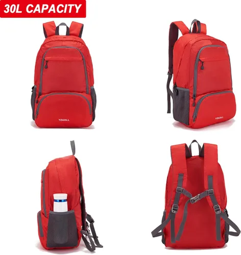 Miniatura 7 de YZAOLL Mochila de senderismo de 30 L, mochila ligera para el día, mochila plegable para mujeres y hombres, viajes, camping, vacaciones