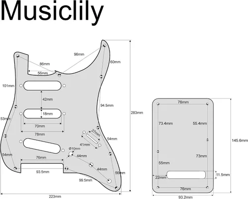 Miniatura 2 de Juego de carcasa para guitarra eléctrica Musiclily SSS 11 agujeros Stratocaster para Fender, hecho en México/EE. UU., crema (1Ply Cream)