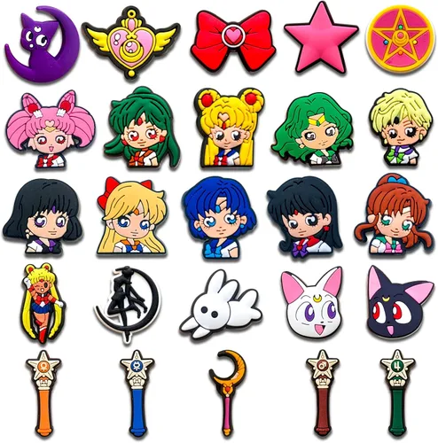 Shiomay 25, 36 dijes de decoración de zapatos para niñas para niños y adolescentes, dijes de anime para zuecos sandalias, pulseras, decoración de