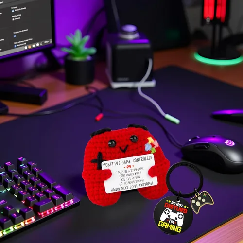 Miniatura 3 de Regalos para jugadores, controlador de juego de ganchillo positivo y llavero inspirador, idea de regalo única para adolescentes, juego de regalo