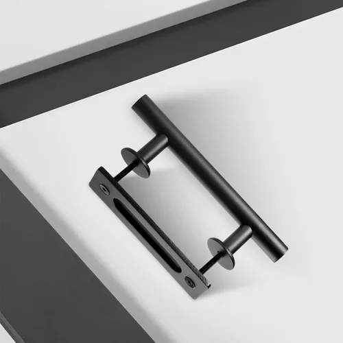 Miniatura 6 de EaseLife Paquete de 2 manijas y tiradores de puerta corrediza de granero de 10 pulgadas, juego de herrajes rústicos de doble cara, resistente, Negro