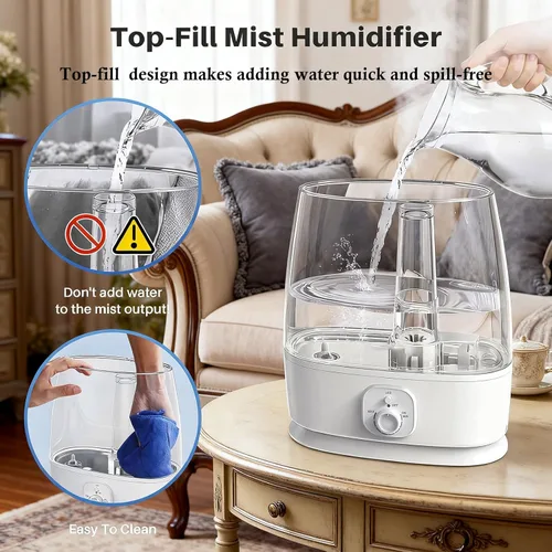 Miniatura 4 de Humidificador de 6 L para el dormitorio del hogar, perfecto para habitaciones grandes de 500 pies cuadrados, tiempo de funcionamiento de 60 horas