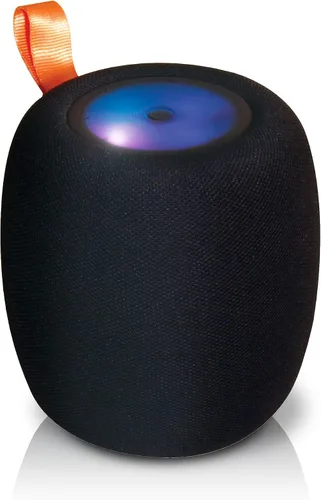 Acoustic Research Altavoz inalámbrico portátil de tela, sonido de 360 grados, rango de 100 pies, estéreo inalámbrico verdadero, recargable, luz LED