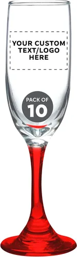 Miniatura 11 de DISCOUNT PROMOS Premiere - Juego de 10 copas de champán de 6.25 onzas, paquete a granel, elegantes vasos para bodas, eventos y regalos Blanco - Azul