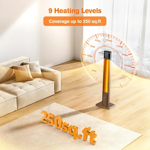 Miniatura 2 de FLOWBREEZE Calentador de patio, calentador portátil para exteriores, 1200 W, calefacción instantánea 3S, calentador infrarrojo con temporizador
