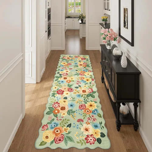 Miniatura 11 de DUKINO Alfombra de área de 6 x 9 pies, alfombra floral para sala de estar, ligera, antideslizante, lavable, alfombra de interior de pelo bajo