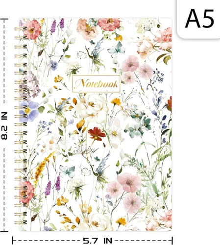 Miniatura 3 de Cuaderno de espiral - Cuadernos con bolsillo trasero, 5.7 x 8.2 pulgadas, cuaderno de diario con papel grueso y bolsillo trasero, 160 páginas