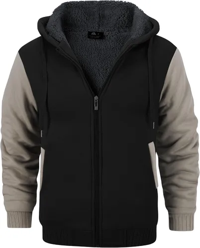 Miniatura 38 de GEEK LIGHTING Sudadera con capucha y cremallera para hombre, forro polar, chaqueta gruesa con capucha para invierno, cálida sudadera atlética