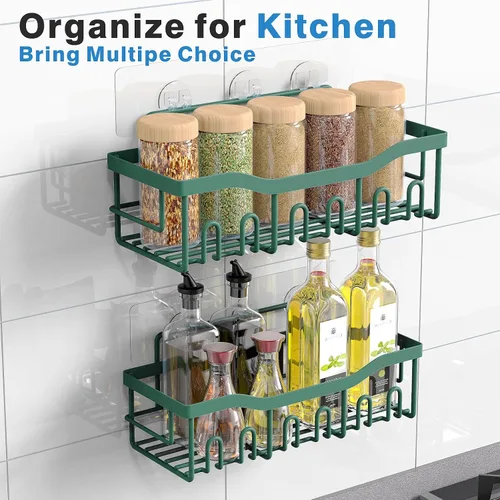 Miniatura 7 de EUDELE Paquete de 2 organizadores de ducha adhesivos para decoración del hogar y almacenamiento de cocina, sin taladrar, organizador de estante