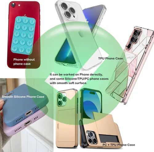 Miniatura 5 de Paquete de 2 fundas de silicona con succión para teléfono de doble cara, accesorio de teléfono manos libres de silicona para iPhone y Android