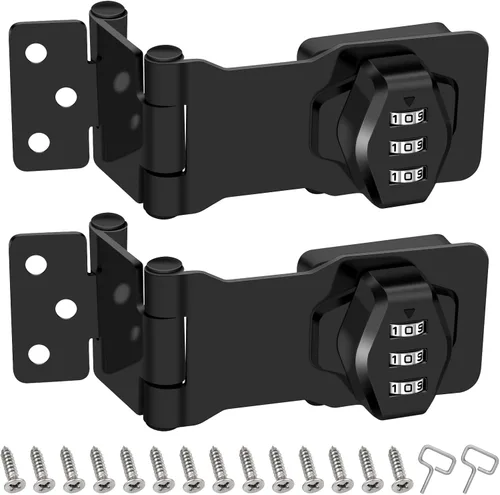 Miniatura 8 de KIBBEH Paquete de 2 Cerraduras de Puerta con Pestillo de Hasp, Cerradura de Cajon de Escritorio de Acero Inoxidable Sólida Plegable 304