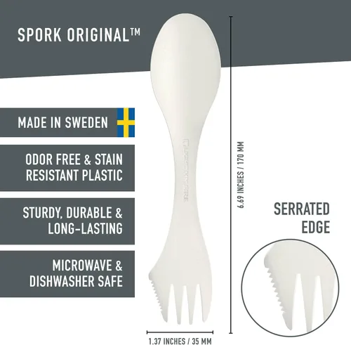 Miniatura 2 de Light My Fire Spork Original Paquete de 4 - Combinación 3 en 1 de Cuchara Tenedor Cuchillo para Acampar, Utensilios Reutilizables de Viaje