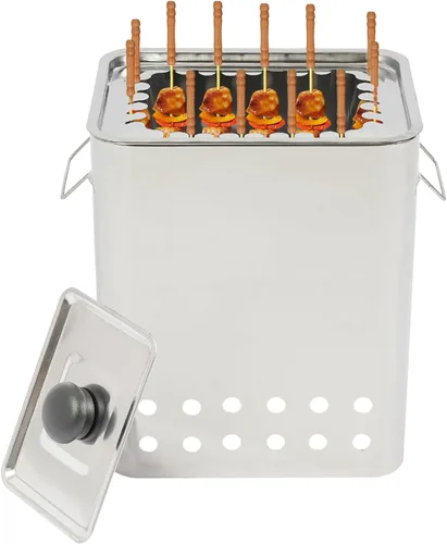 Miniatura 8 de Barbacoa portátil sin humo, parrilla de barril de carbón, parrilla de kebab de carbón envolvente de acero inoxidable con 20 brochetas de 360 ° Kebab
