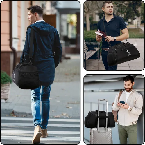 Miniatura 7 de Marengo Bolsa de gimnasio para hombres y mujeres, bolsa de gimnasio pequeña de 37 litros con compartimento para zapatos y húmedos, mochila de viaje