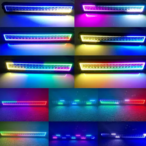 Miniatura 8 de Barra de luz LED RGBW de 52 pulgadas, 300W, combo de inundación y foco, 2 módulos LED RGB de inundación de 4 pulgadas con 16 colores sólidos, anillo
