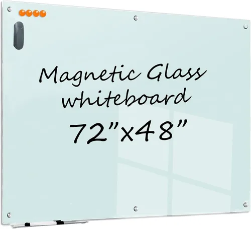Miniatura 10 de Pizarra negra de cristal de borrado en seco, pizarra magnética de 48 x 36 pulgadas, sin marco, pizarras de vidrio transparente con imanes súper