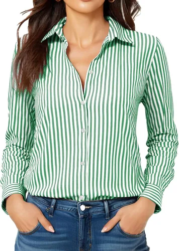 Miniatura 37 de Camisas sin planchado y sin arrugas para mujer, con botones, de manga larga, de seda de morera, blusas casuales para el trabajo