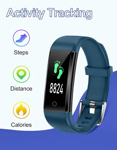Miniatura 2 de GRV - Reloj de seguimiento de acondicionamiento físico sin Bluetooth, sin aplicación, sin teléfono requerido; impermeable, reloj con podómetro, Azul