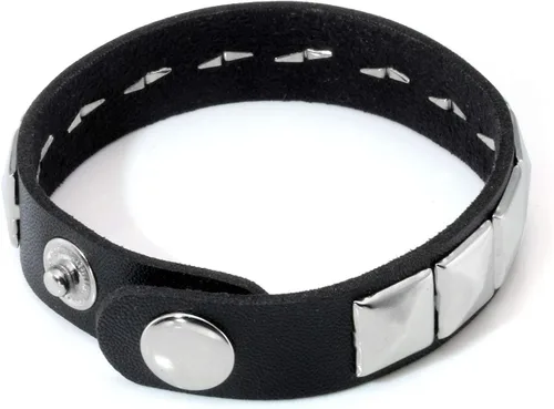 Miniatura 6 de Eigso 2 pulseras de cuero negro para hombres y mujeres, ajustables, hematitas, punk, con pinchos metálicos, Cuero, No es una piedra preciosa