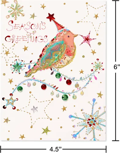 Miniatura 5 de Papyrus Tarjeta de Navidad artística con pájaro festivo, diseñada por House of Turnowsky (Heartfelt Wishes)