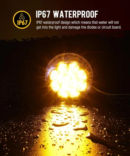 Miniatura 4 de Partsam 10 piezas de luz marcadora de 2.5 pulgadas con 13 LED de doble revolución, luces de giro laterales ámbar para luces auxiliares azules