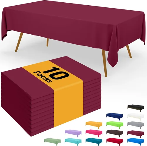 Miniatura 67 de Smiry - Juego de 6 manteles desechables, 54 x 78 pulgadas, manteles impermeables rectangulares para fiestas, cubierta de mesa de plástico