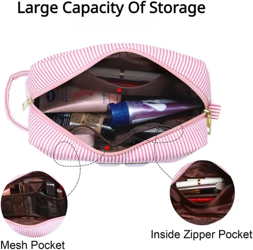 Miniatura 2 de Bonita bolsa grande de cosméticos de viaje, neceser con cremallera, bolsa de almacenamiento de maquillaje, bolsa de viaje, fiesta, boda, artículos