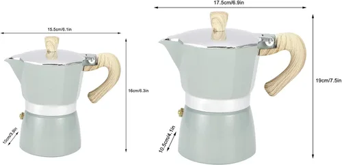 Miniatura 5 de Cafetera espresso para estufa, taza de café expreso de 3/6, portátil, de aluminio, cafetera italiana, estufa superior, cafetera percoladora