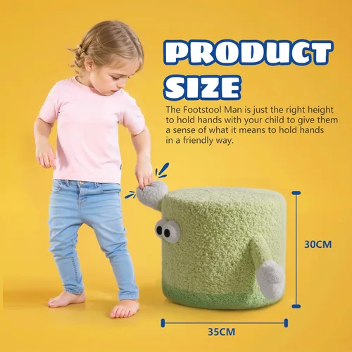 Miniatura 3 de Puf para niños, reposapiés otomano, cojín de espuma, asiento otomano tomado de la mano, pufs otomanos, muebles lindos, asientos flexibles para Verde