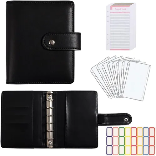 Miniatura 12 de Juego de carpetas presupuestarias A7, mini organizador de dinero para ahorrar efectivo, sistema de sobres de relleno de efectivo, carpetas Rojo rosa