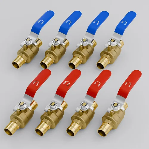 Miniatura 9 de Vintex Paquete de 4 válvulas de bola Pex de 1/2 pulgada, válvula de cierre Pex de 1/2 pulgada, dos asas rojas para agua caliente y dos asas azules