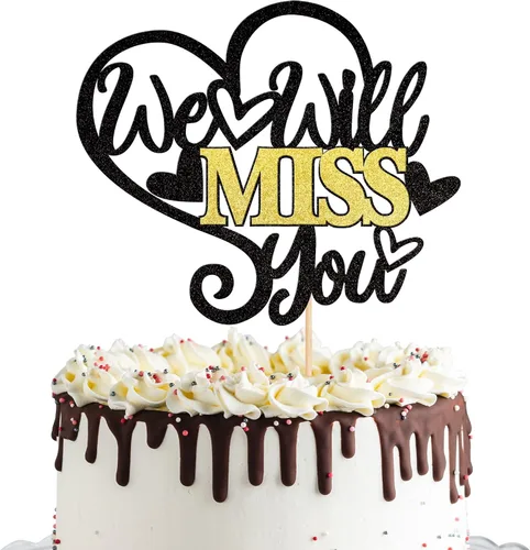 Miniatura 9 de 30 piezas de adornos para cupcakes con purpurina «We Will Miss You» Don't Go We Need You Bye Voyage Good Luck Heart Cupcake Picks para despedida