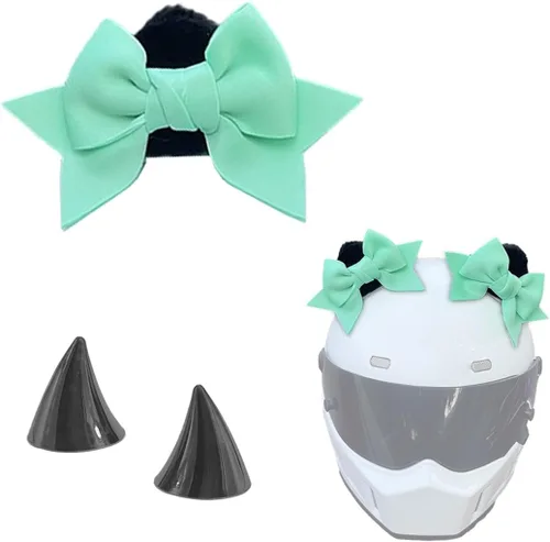 Miniatura 6 de 2 piezas de decoración de arco para casco autoadhesiva, accesorios para casco de felpa con orejas de gato para motocicleta, decoración para esquí