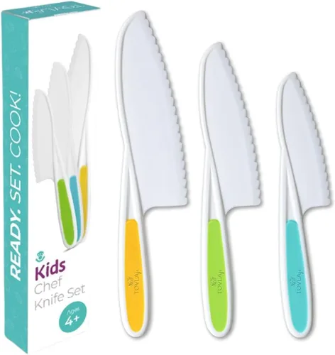 Tovla Jr - Juego de cuchillos seguros para niños para cocina real, cuchillos de cocina para niños pequeños, herramientas de cocina Montessori STEM,