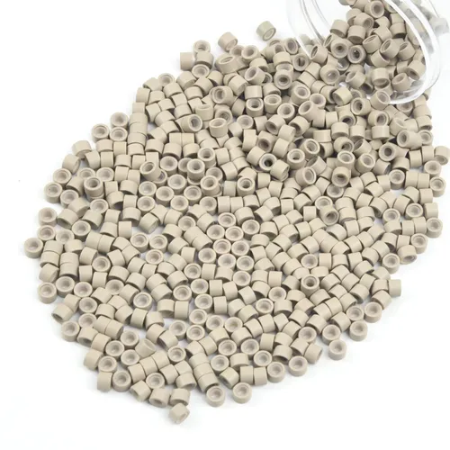 Miniatura 32 de Vlasy 100 Piezas Cuentas de Nano Anillo con Forro de Silicona para Extensiones de Cabello Humano con Nano Anillo 5 Colores Opcionales (Negro)