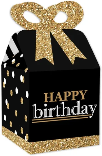 Miniatura 10 de Big Dot of Happiness Cajas de regalo para fiesta de cumpleaños número 100, elegante diseño cuadrado dorado con lazo 3D, suministros de fiesta