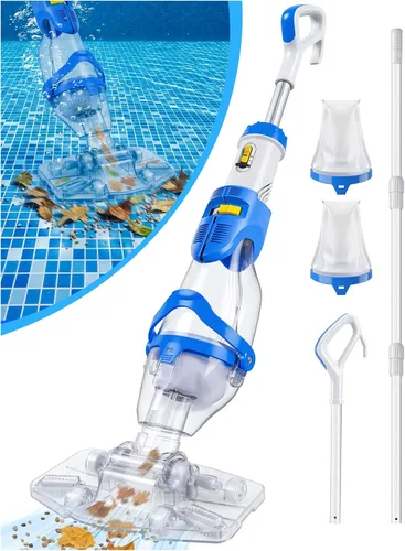 LanOcean Aspiradora de piscina inalámbrica para piscina enterrada, flujo ajustable, cabezal de cepillo transparente, limpieza visible, potente