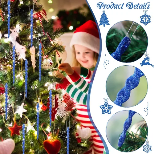 Miniatura 3 de 50 carámbanos de árbol para Navidad, adornos de Navidad de plástico, torcidos, decoración colgante de carámbanos para invierno, vacaciones, fiesta