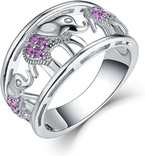 Miniatura 19 de JO WISDOM Anillo de elefante de plata de ley 925 con circonita cúbica