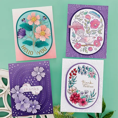 Miniatura 6 de Troqueles de metal ovalados de arco y flores para hacer tarjetas, plantillas de corte para álbumes de recortes, álbum de fotos, plantilla de 01