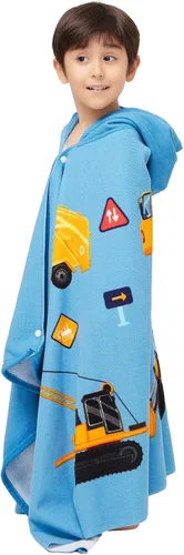 Miniatura 9 de Gealaek Toalla con Capucha para Niños de 2 a 10 Años, Niños y Niñas, Toalla de Baño, Piscina, Playa, Poncho de Playa Suave y Absorbente (Coches)