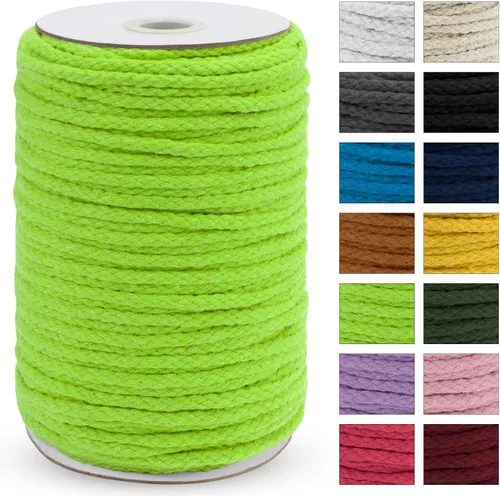 Miniatura 16 de JeogYong - Cuerda de macramé trenzada 5mm x 90m, cuerda de algodón trenzada de 8 hebras natural, cuerda de cordón de dibujo colorida para colgar