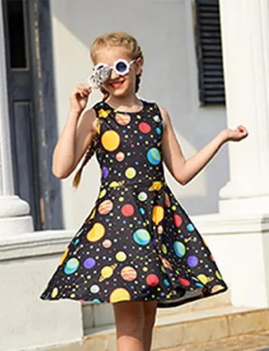 Miniatura 3 de Ahegao Vestidos florales sin mangas para niña, vestido de una pieza para la escuela casual de 4 a 13 años