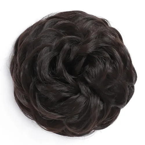 Miniatura 2 de Rose bud Extensiones de Cabello para Mujer en Forma de Moño Desordenado, Banda Elástica para Updo, Cabello Rizado y Desordenado, Scrunchie