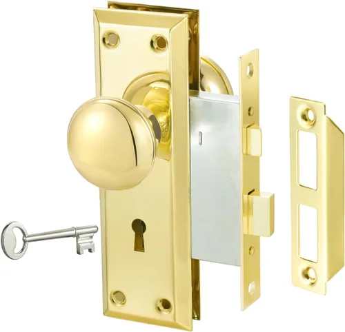 Miniatura 13 de Paquete de 2 pomos de puerta falsos vintage de una cara para interiores, pomos de puerta falsos de placa larga antiguos en níquel cepillado