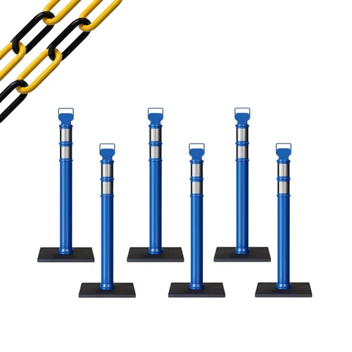 Miniatura 12 de Trafford Industrial - Paquete de 6 postes de delineador de 45 pulgadas, collares reflectantes de 3 pulgadas, base de goma de 10 libras