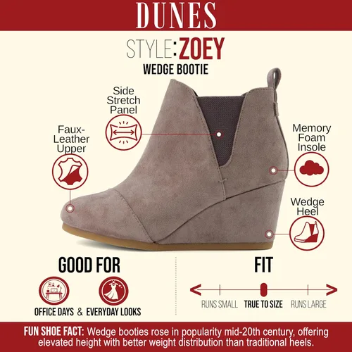 Miniatura 14 de Dunes Zoey - Botines de cuña para mujer, ante vegana suave, diseño fácil de poner, espuma viscoelástica, disponibles en anchos amplios