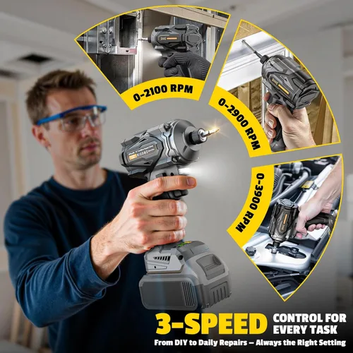 Miniatura 4 de DIYtoolifz Destornillador de impacto inalámbrico de 1/4 de pulgada compatible con batería Dewalt de 20 V (solo herramienta), taladro de impacto sin